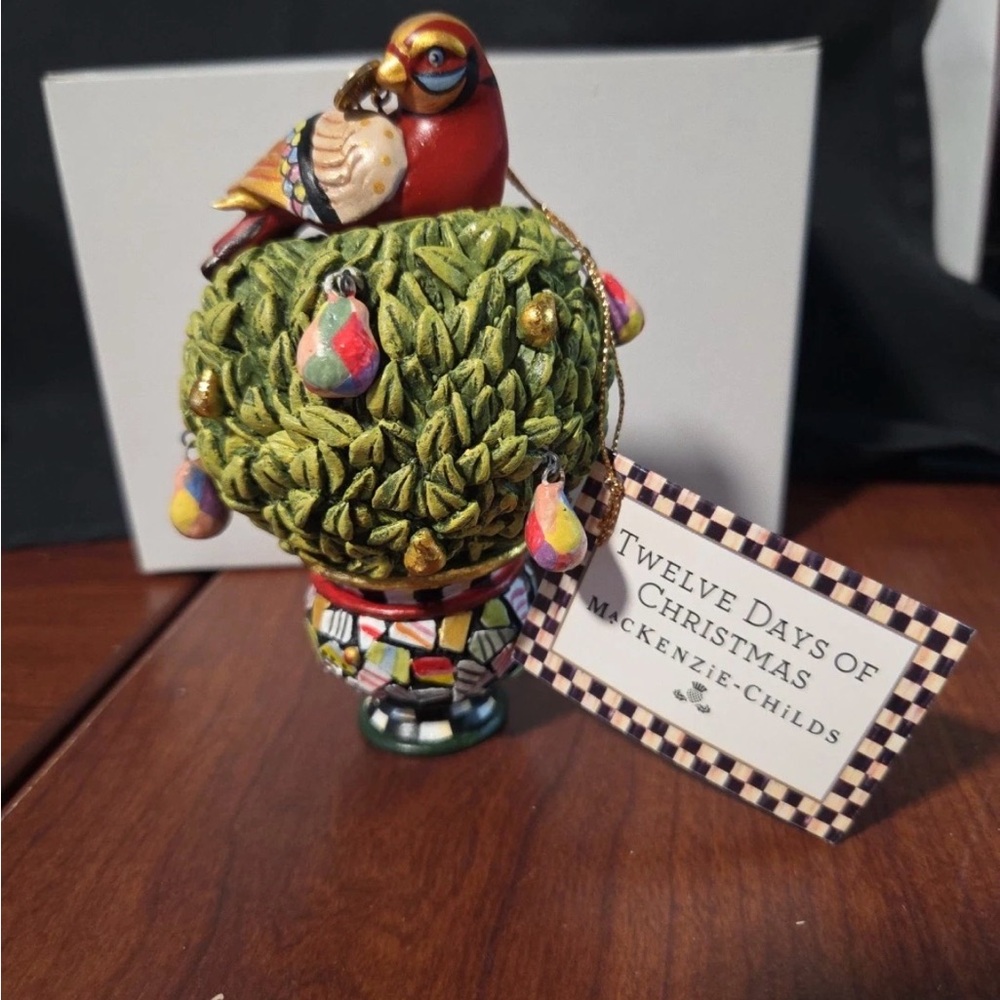 MacKenzie-Childs Festive Bird Partridge pear tree Christmas tree  Ornament